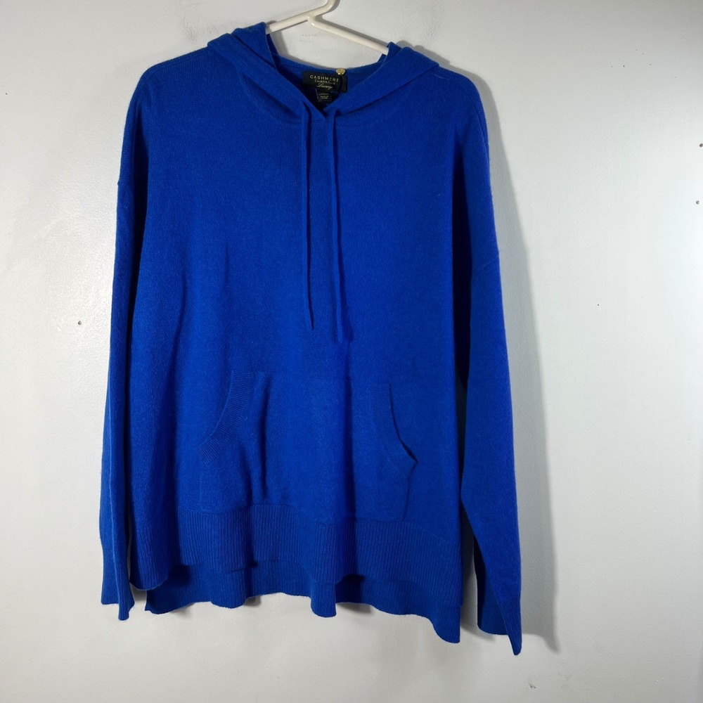 Charter Club Luxury PullOver Cashmere Hooded Sweater Bright Marine XL NWT